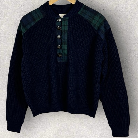 Sezane Ewen Jumper Sweater Navy Blue Green Scottish Tartan Womens Size Medium M - Picture 4 of 13